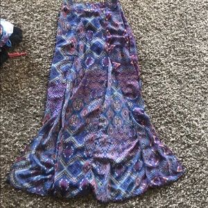 Long paisley double slit skirt with blue shorts